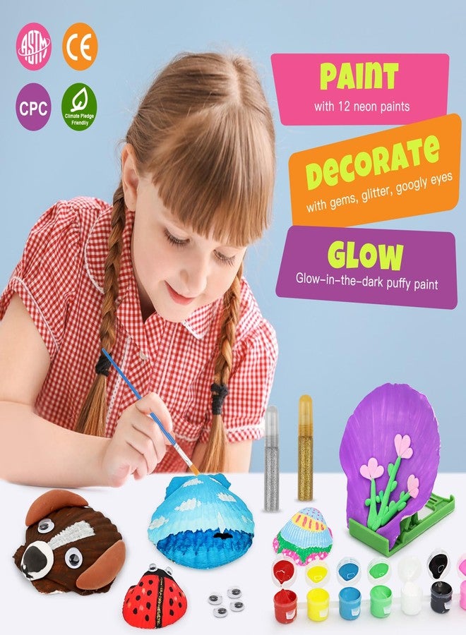 Nicmore Kids Sea Shell Art & Crafts: Glow in The Darkness Painting Kits Crafts for Age 4-6 4-8 8-12 Gift for Boys Girls Art Supplies Activities Toy Gifts for 3 4 5 6 7 8 9 10 11 12 Year Old - Image 3